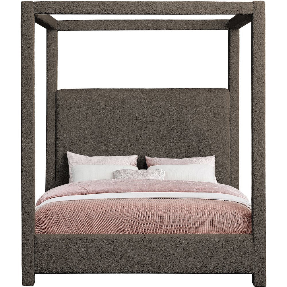 Eden Brown Boucle Fabric Queen Bed