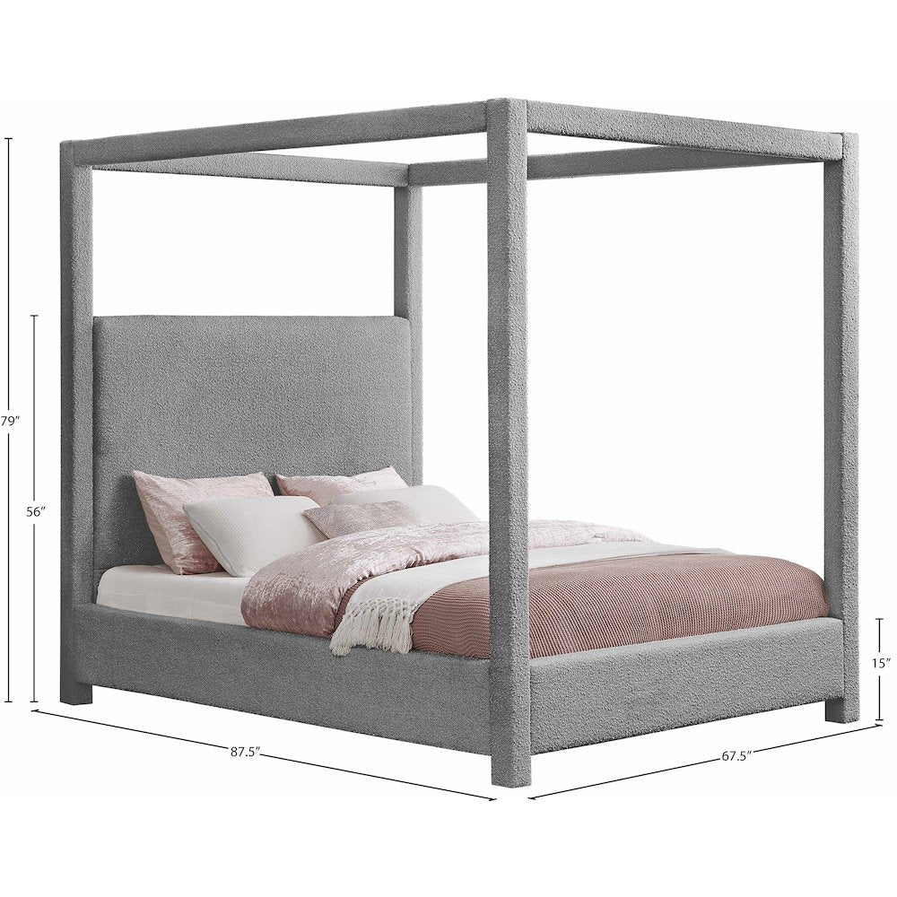 Eden Grey Boucle Fabric Queen Bed