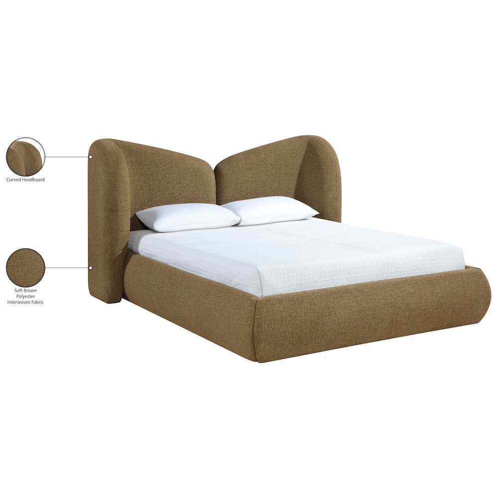 Elowen Brown Chenille Fabric Upholstered Full Bed