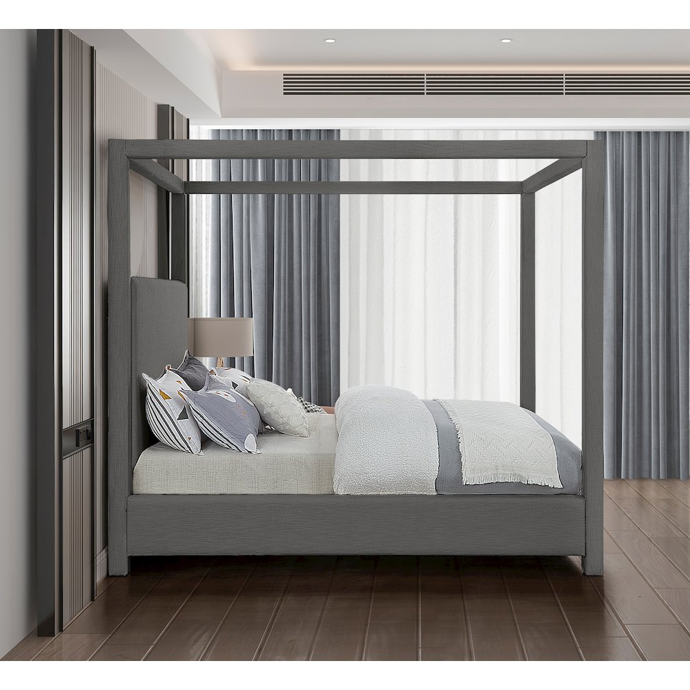 Emerson Grey Linen Textured Fabric Full Bed