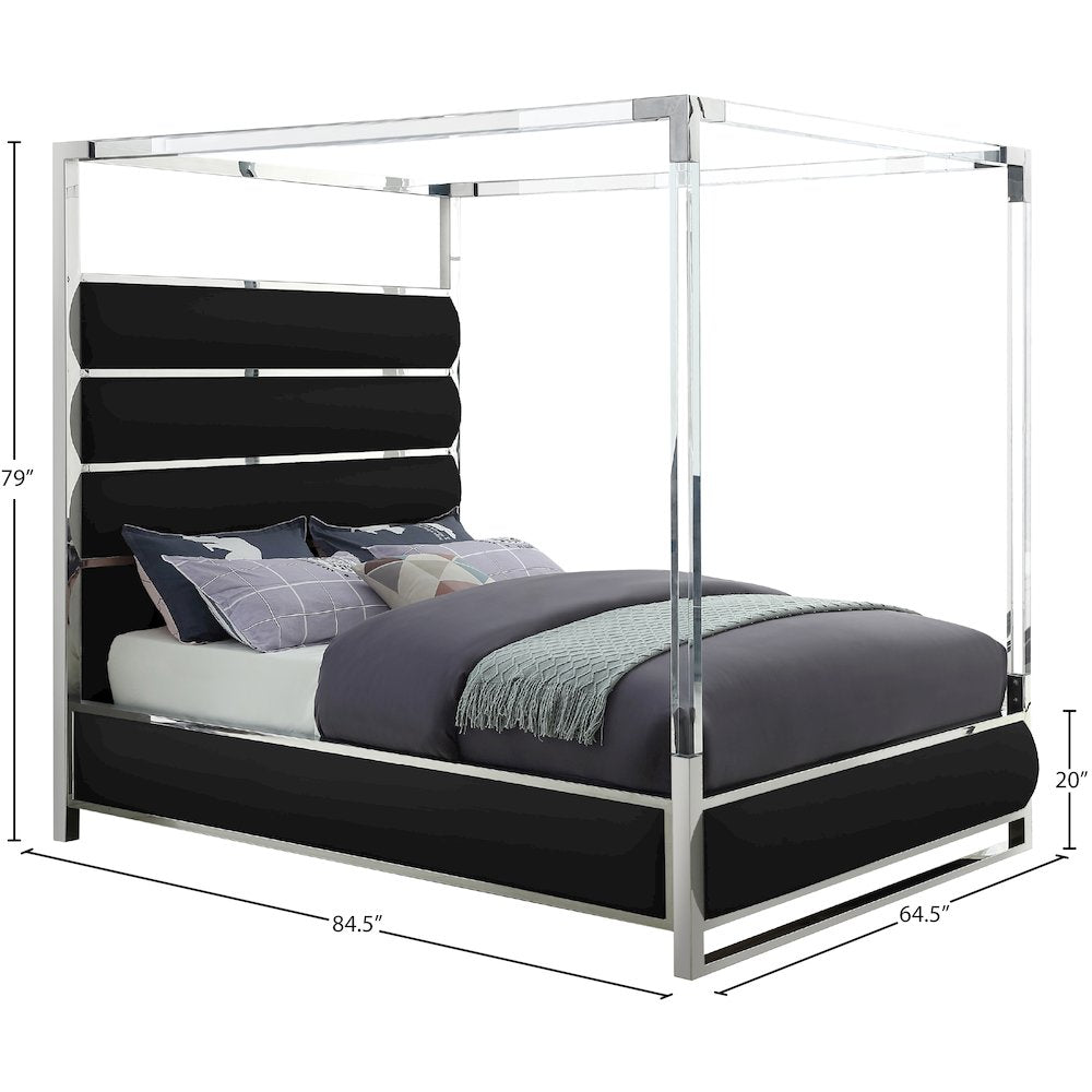 Encore Black Vegan Leather Queen Bed