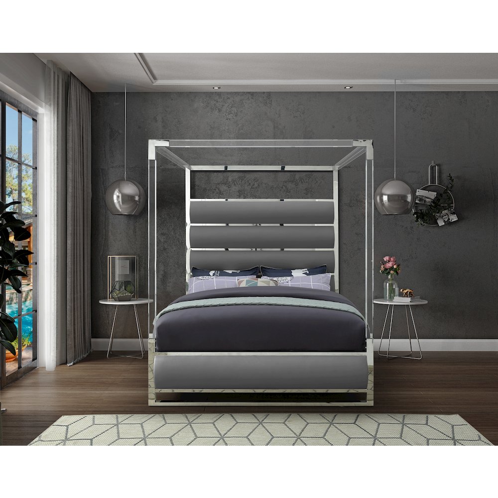 Encore Grey Vegan Leather Queen Bed