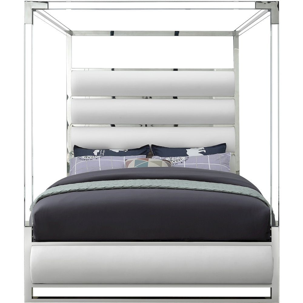 Encore White Vegan Leather King Bed