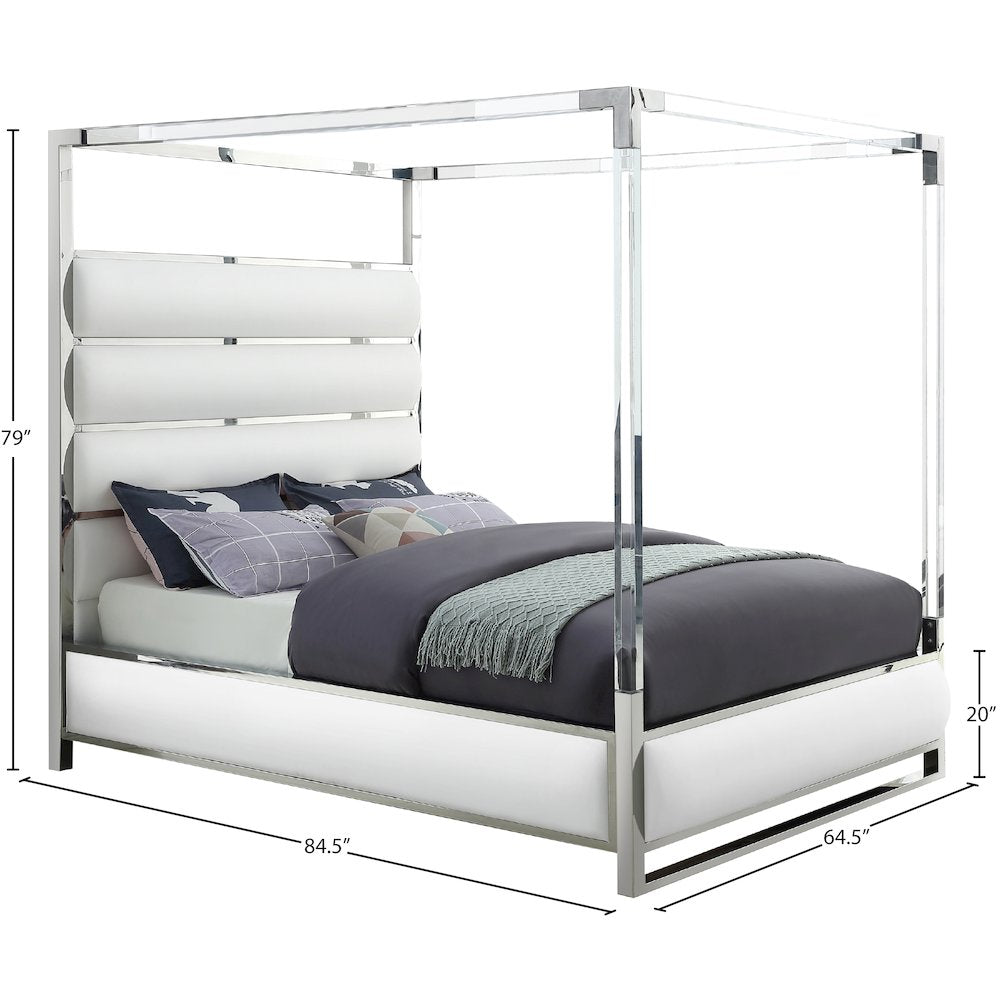 Encore White Vegan Leather Queen Bed