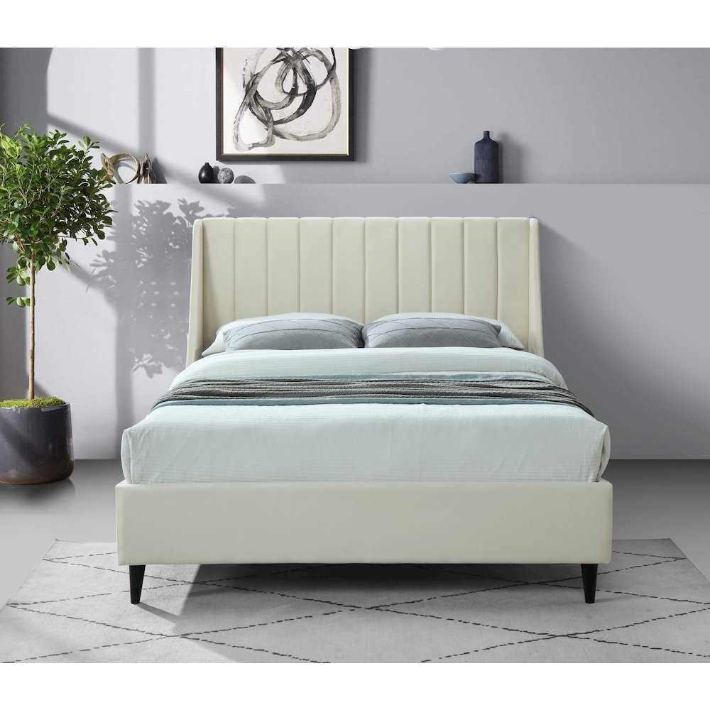 Eva Cream Velvet Full Bed