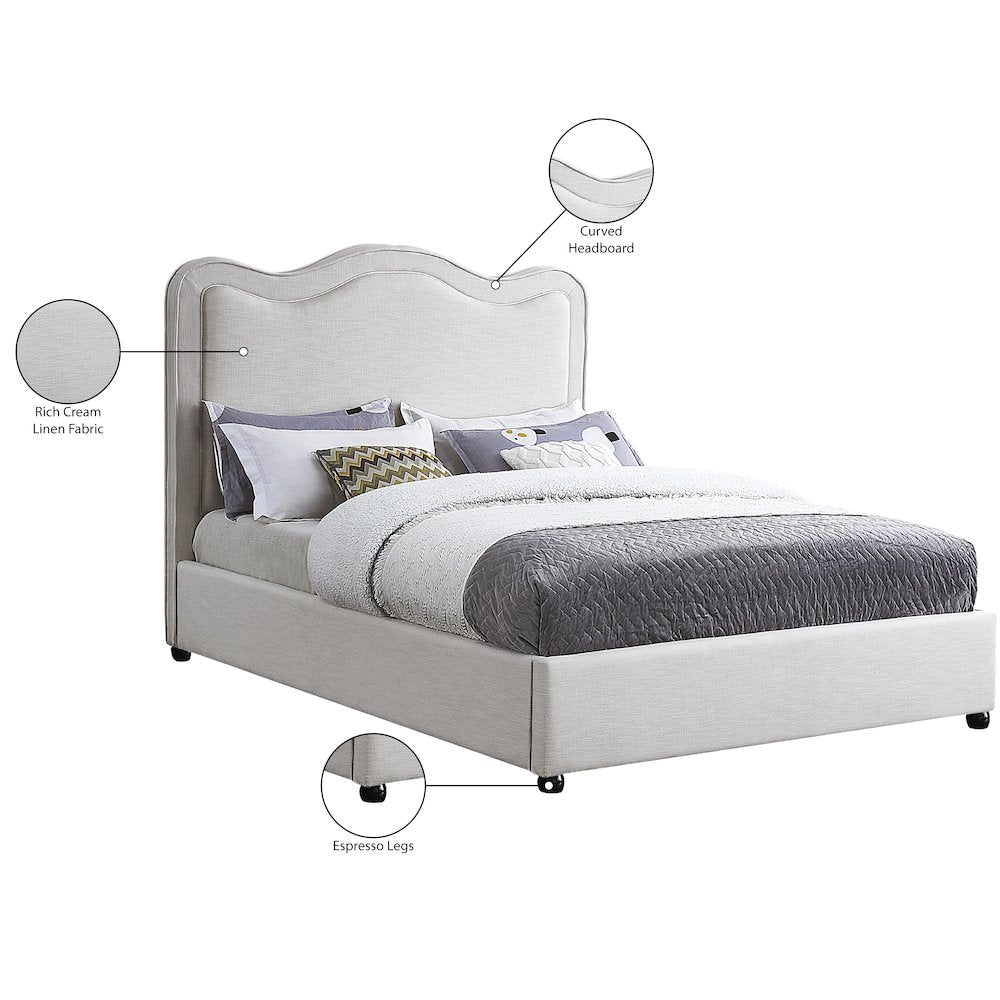 Felix Cream Linen Textured Fabric Full Bed