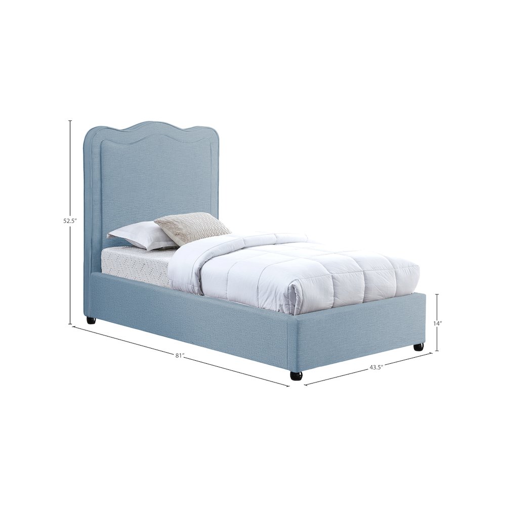 Felix Light Blue Linen Textured Fabric Twin Bed