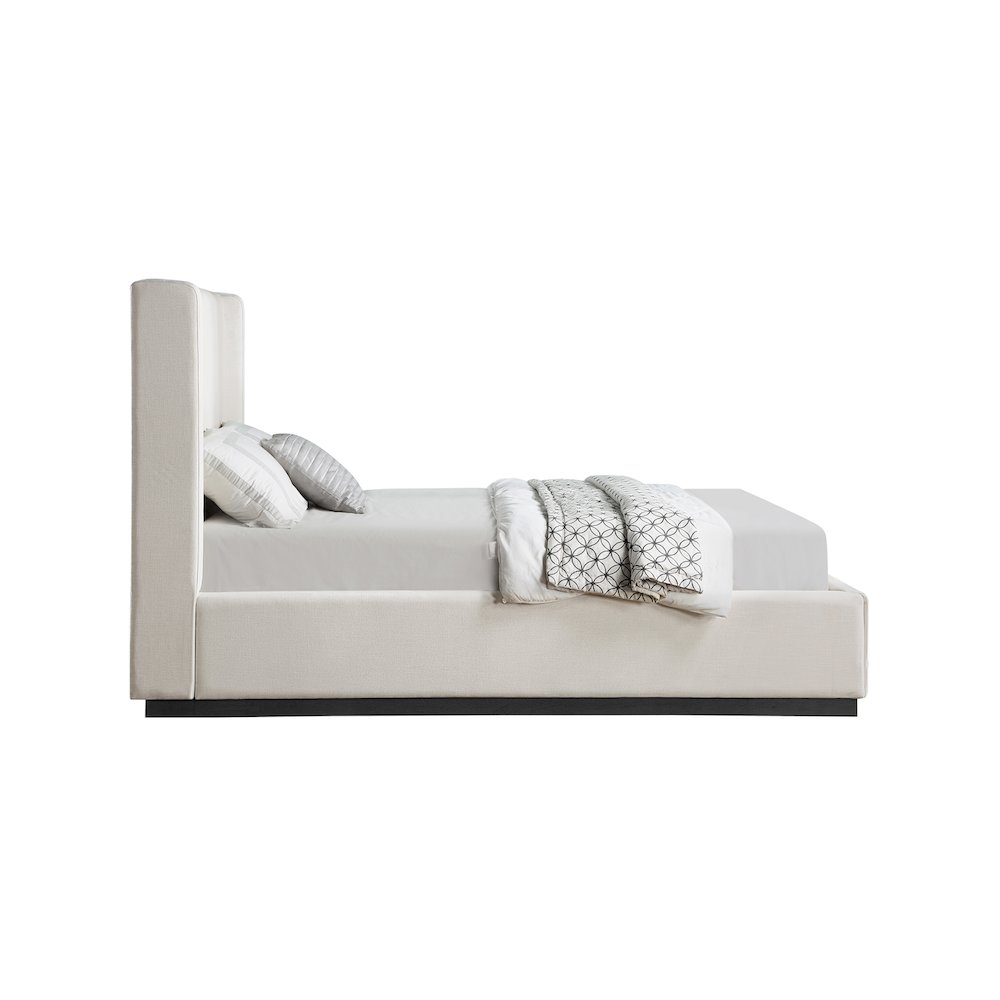 Flynn Beige Linen Textured Fabric King Bed