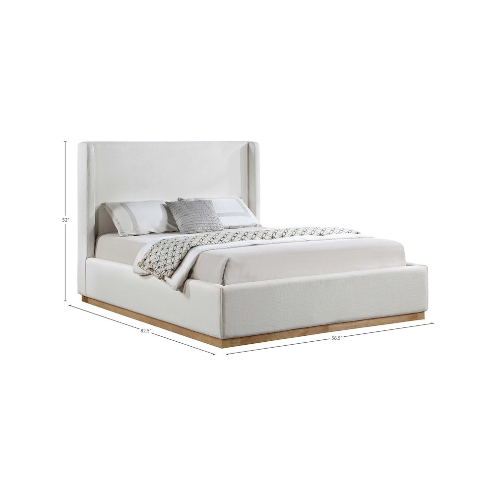 Flynn Cream Linen Textured Fabric Full Bed