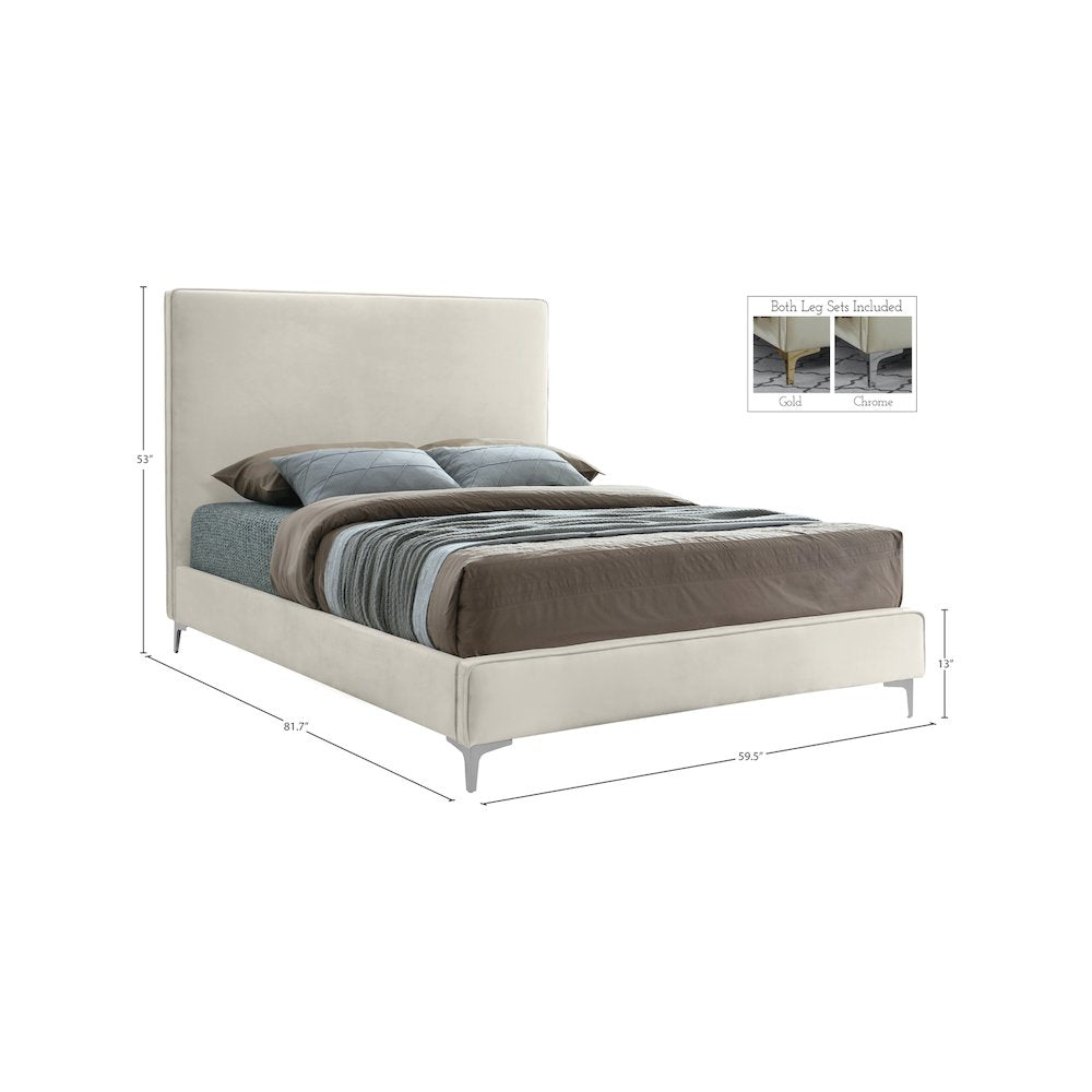 Geri Cream Velvet Full Bed