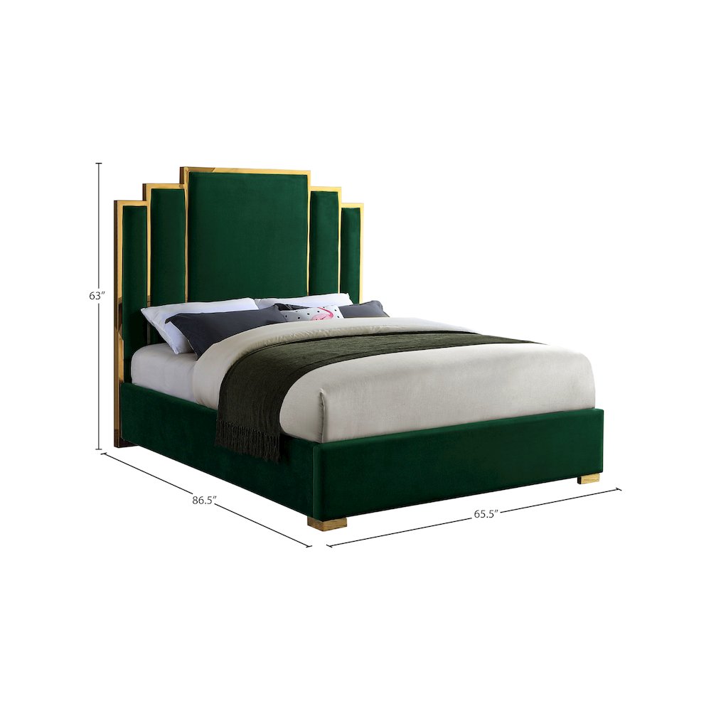 Hugo Green Velvet Queen Bed