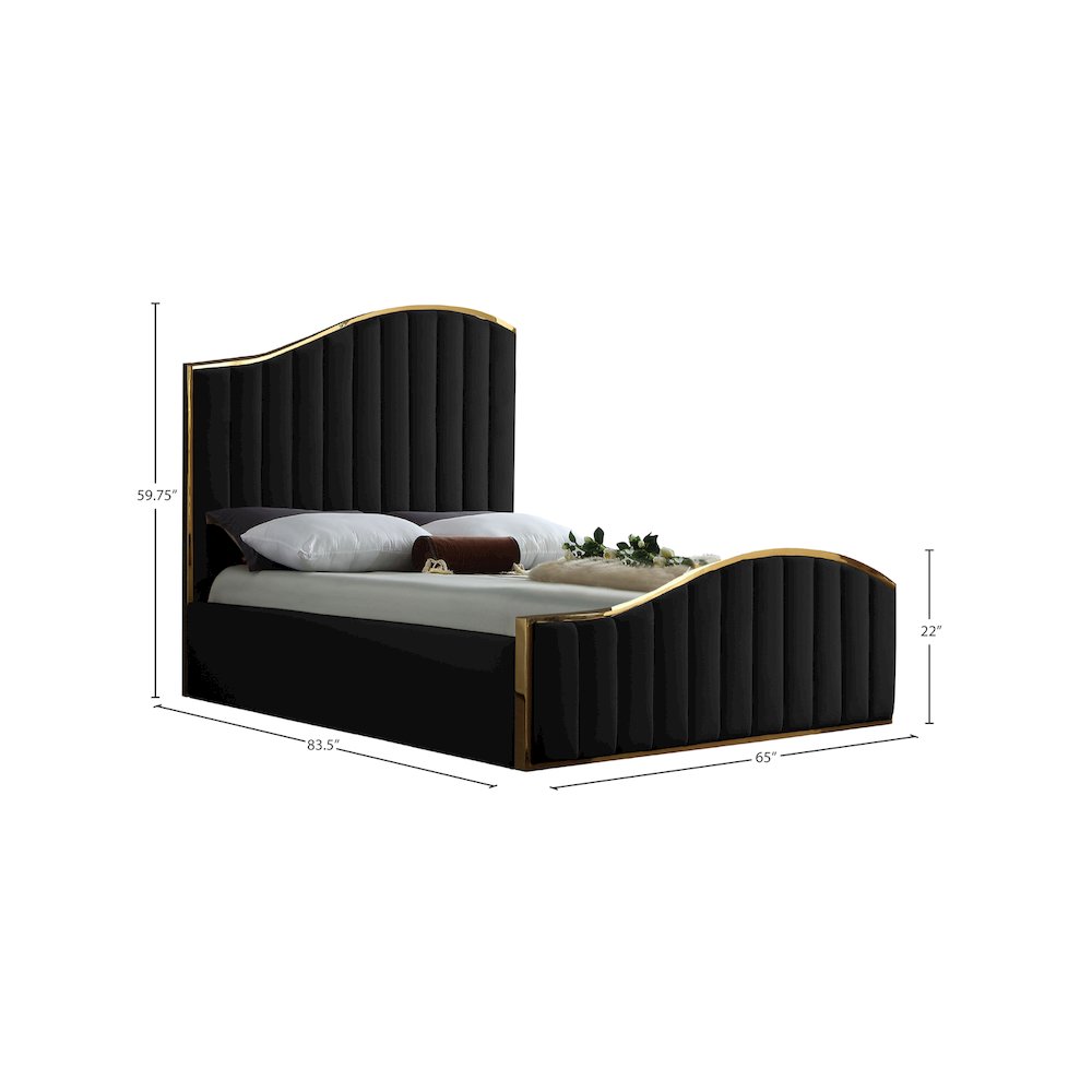 Jolie Black Velvet Queen Bed