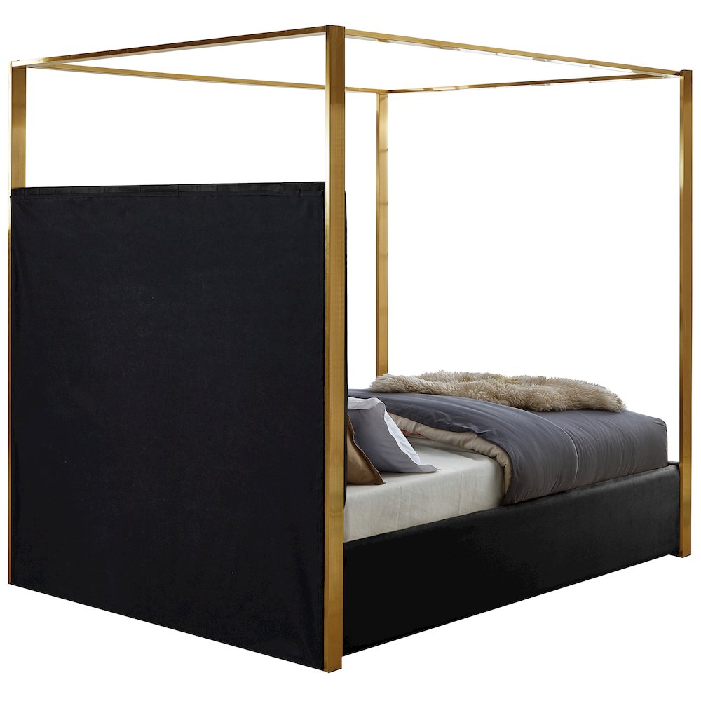 Jones Black Velvet Queen Bed