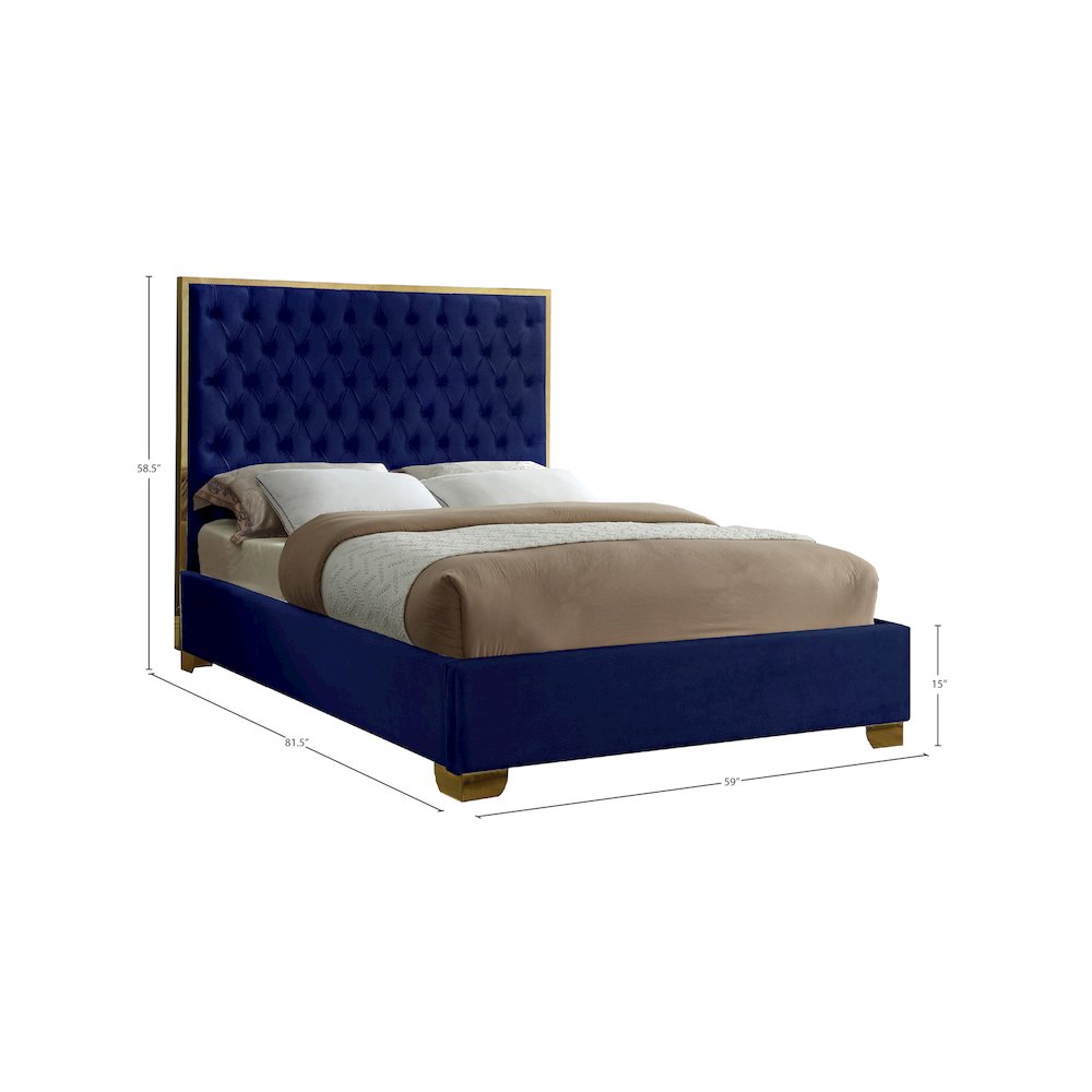 Lana Navy Velvet Full Bed
