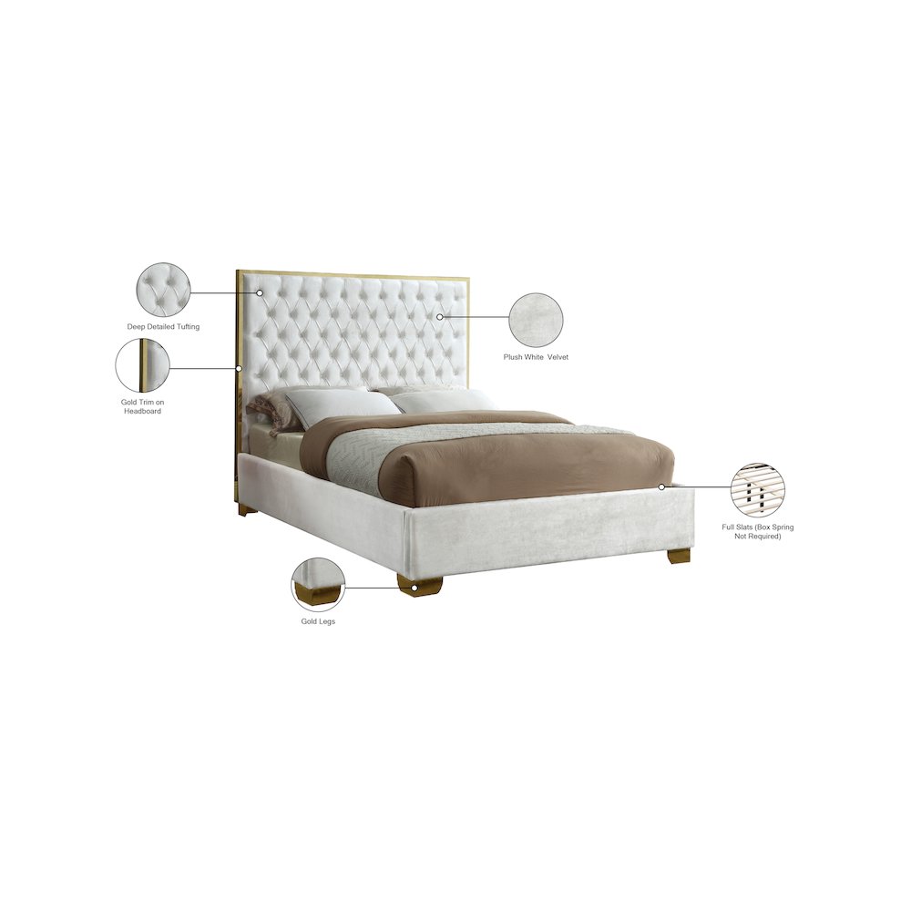 Lana White Velvet Queen Bed