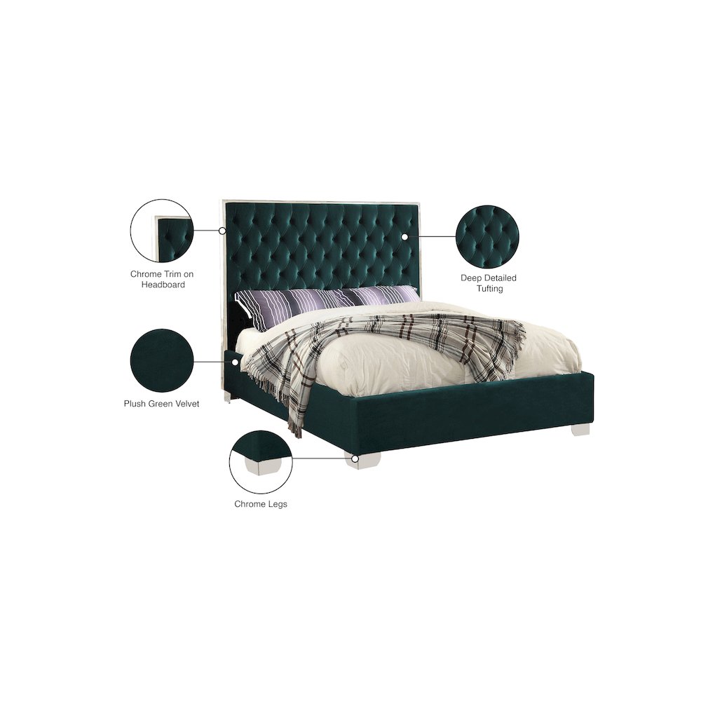 Lexi Green Velvet Full Bed