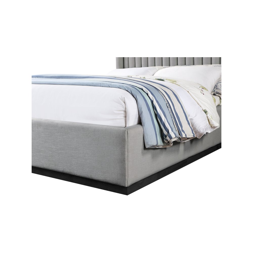 Logan Grey Linen Textured Fabric Full Bed