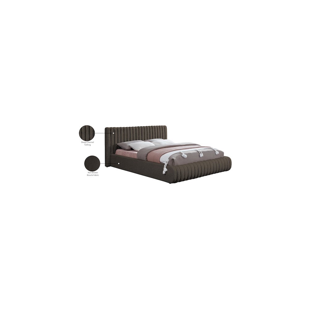 Nash Brown Boucle Fabric King Bed