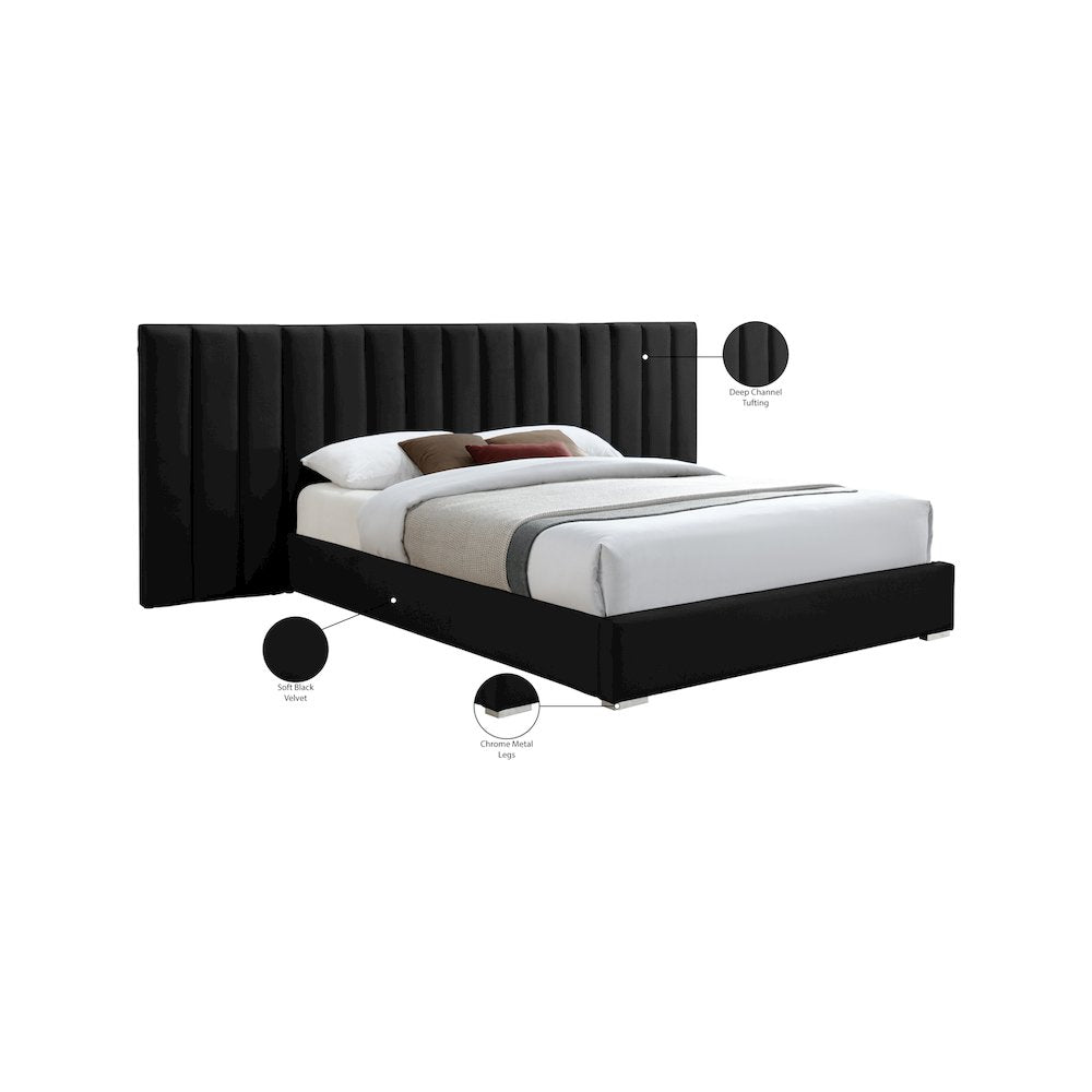Pablo Black Velvet Queen Bed