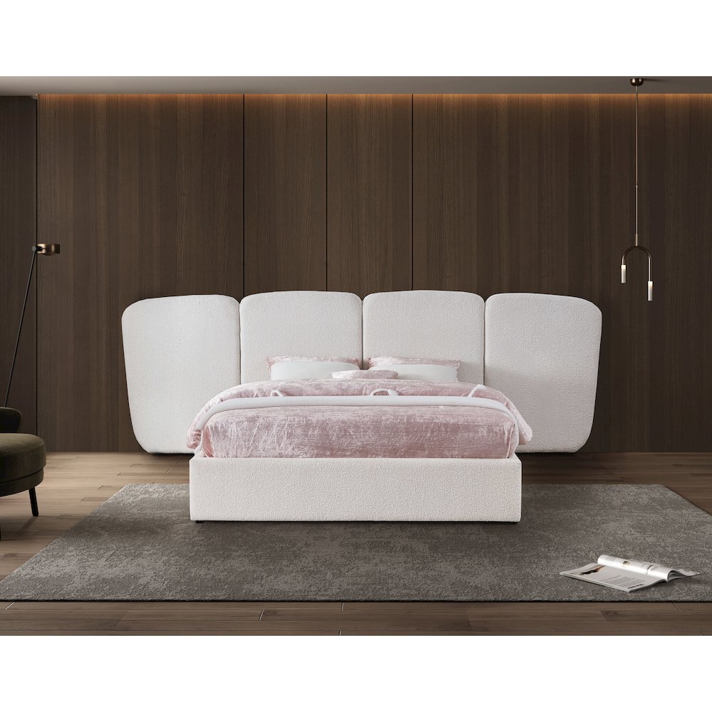 Shiloh Cream Boucle Fabric Queen Bed