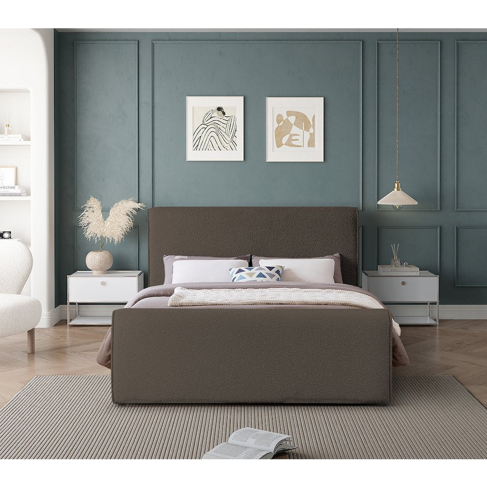 Stylus Brown Boucle Fabric Full Bed