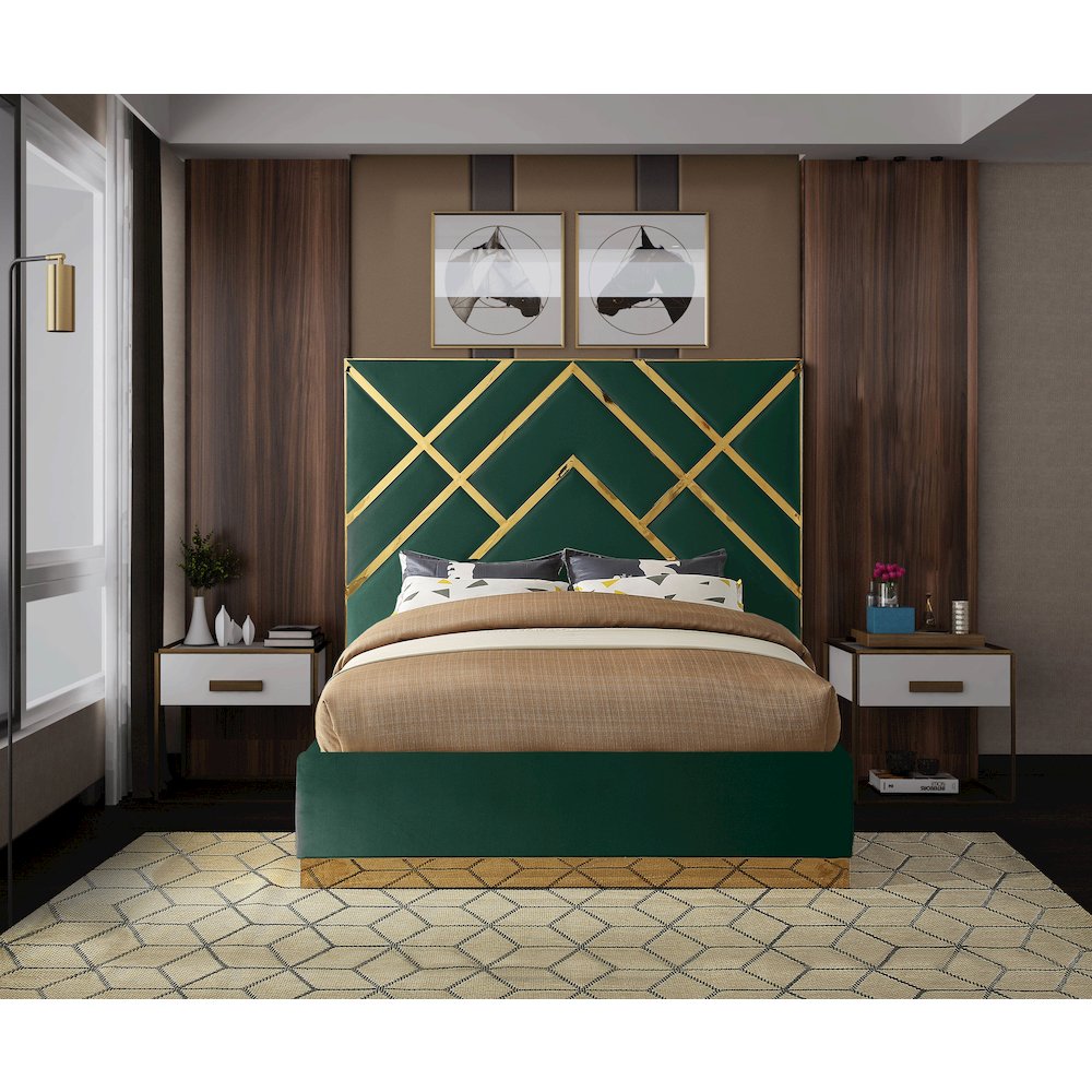 Vector Green Velvet King Bed
