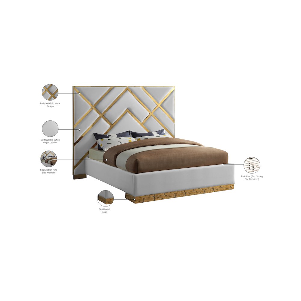 Vector White Vegan Leather King Bed