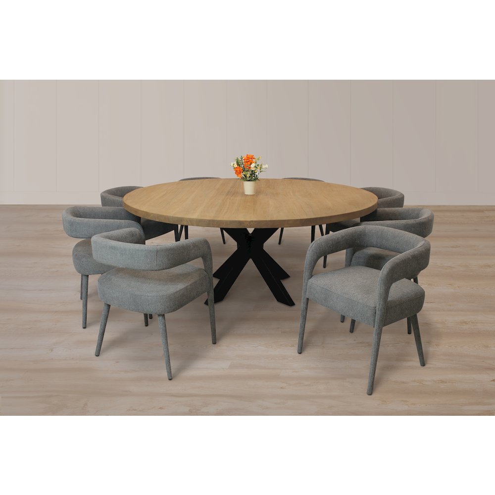 9-Piece 72" Dining Set 8 Galway Dining Chairs in Dark Gray Linen Fabric