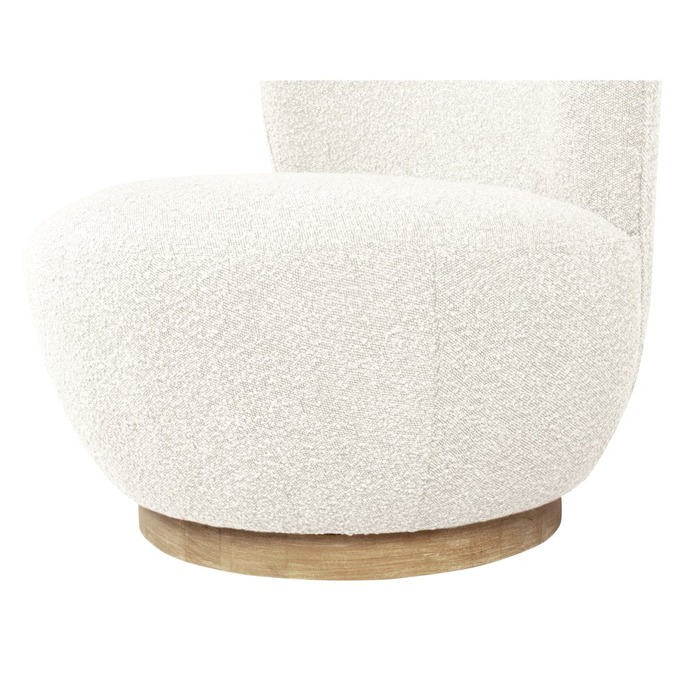 Maya Occasional Swivel Chair in Ivory Boucle Fabric