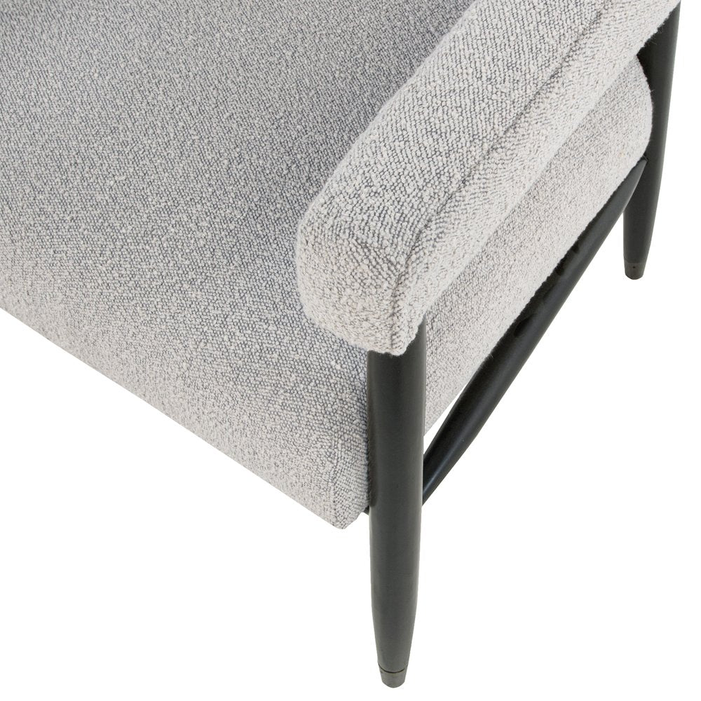 Quinn Arm Chair in Silver Boucle with Space Black Wood Frame
