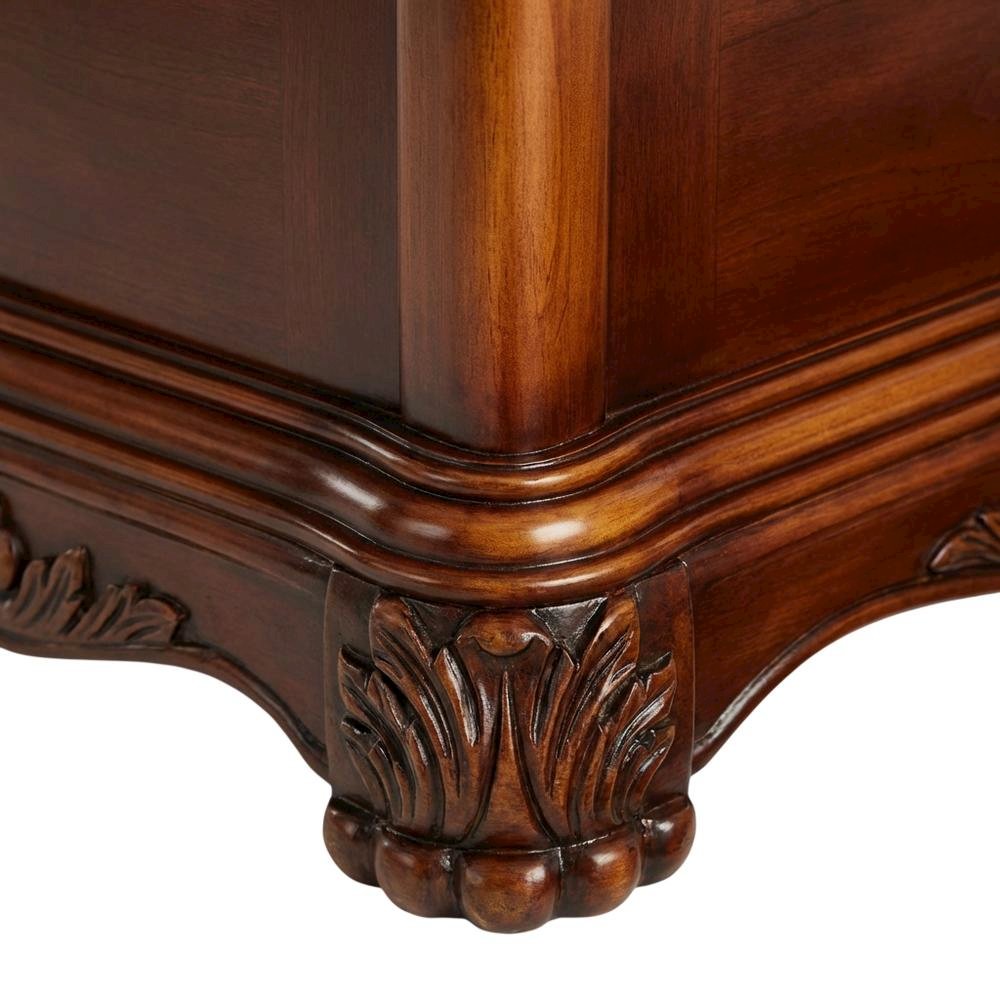Cortina Leather Bedside Bench - Honey Walnut