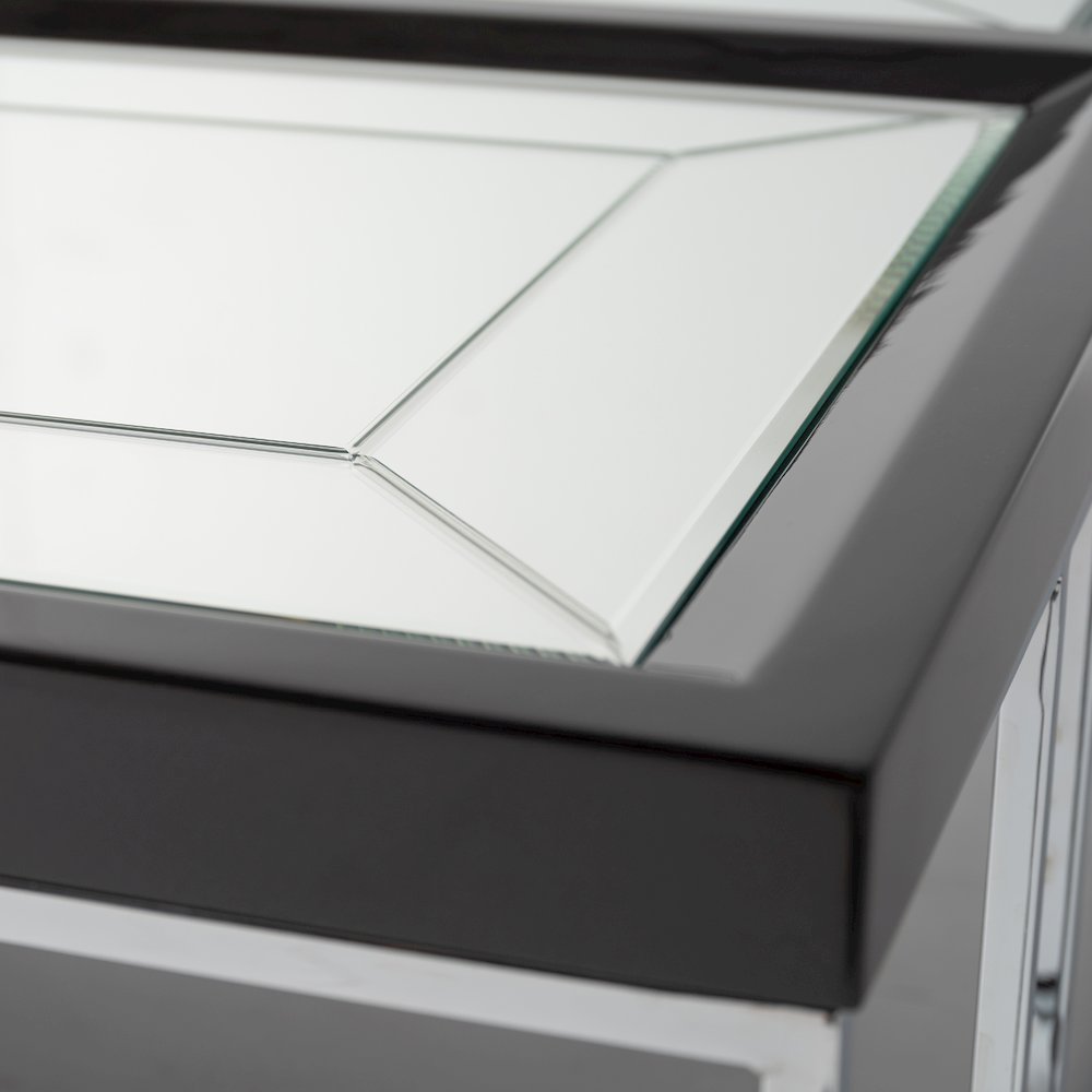Carmela Cocktail Table - Glossy Charcoal Sand
