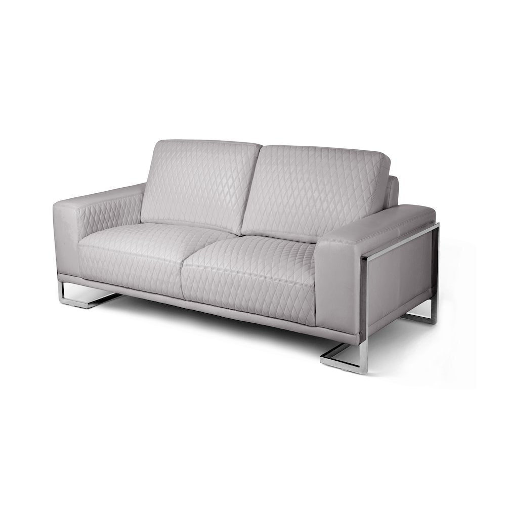 Mia Bella Gianna Loveseat - Light Gray/Stainless Steel
