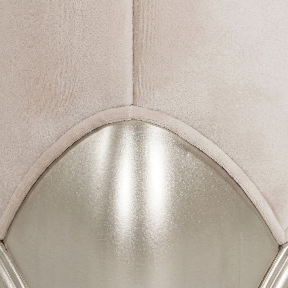 Starlight Canyon Home Velvet-Upholstered Panel Bed in Poplar, Creamy Pearl