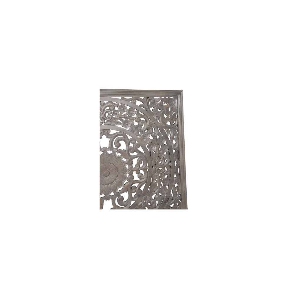 Porter Designs Mandala Hand Carved Motif Queen Bed, Gray