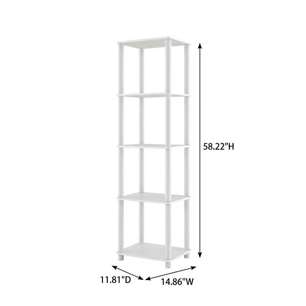 Wood 5-Tier Open Bookcase with Spacious Shelving for Home Storage