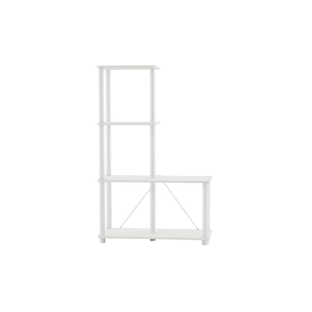 Wood 4-Cube Shelves Open Bookcase with Storage Compartments