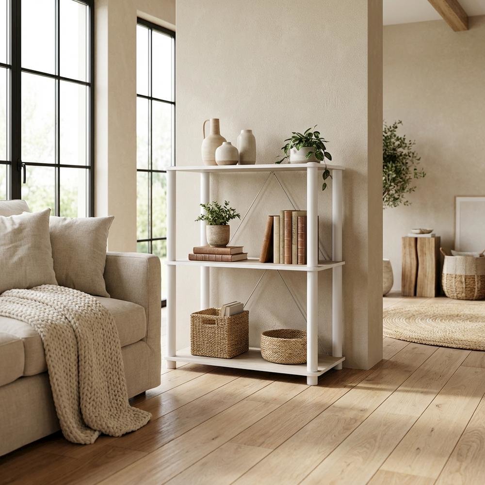 Wooden 3-Tier Open Bookcase with Spacious Shelves for Versatile Storage