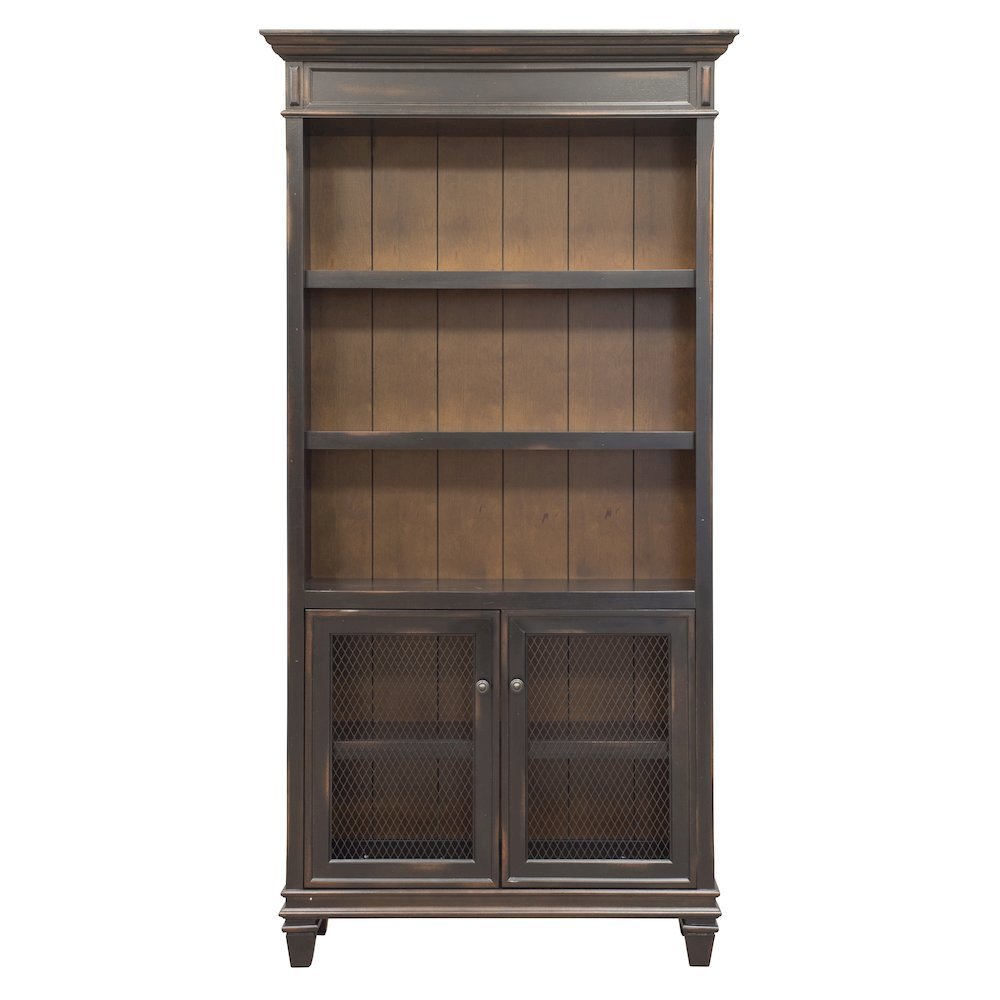 Black Wooden Bookshelf – 4 Shelf Bookcase for Living Room or Office Use