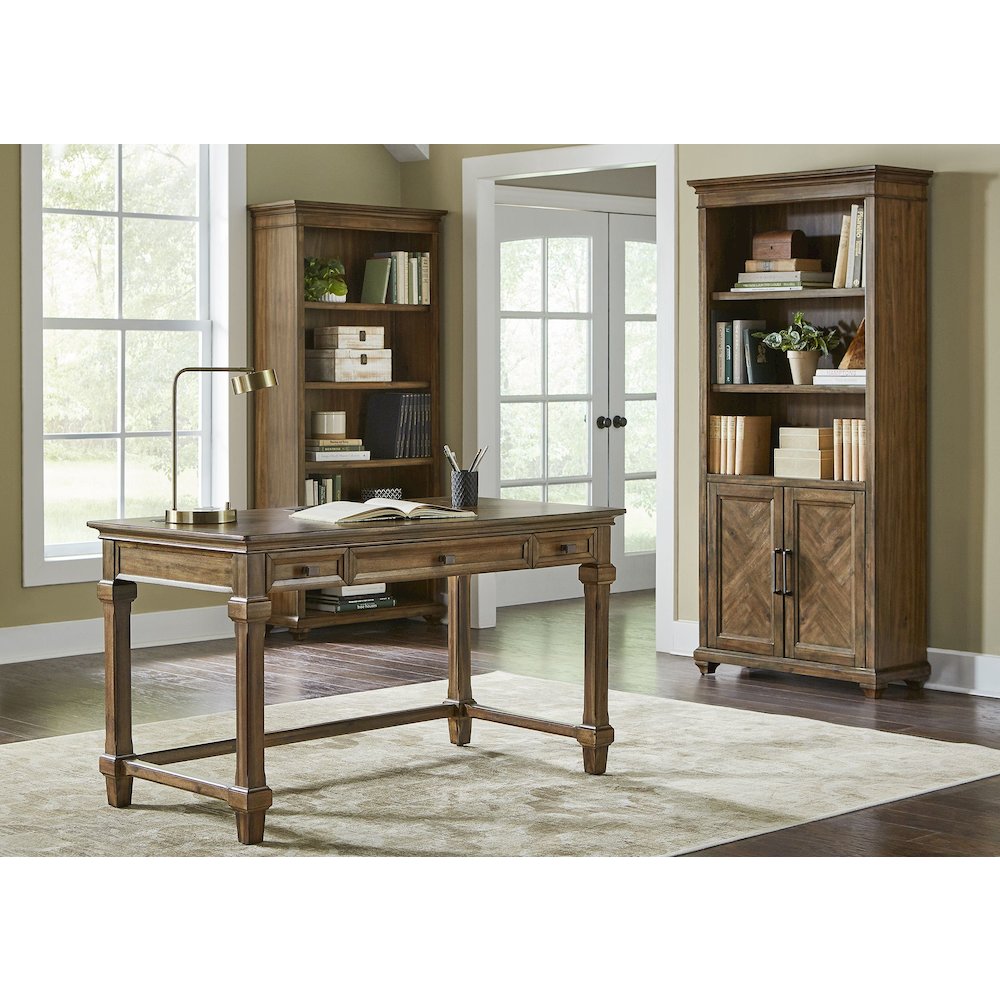 Porter Wood Bookcase With Doors, Fully Assembled