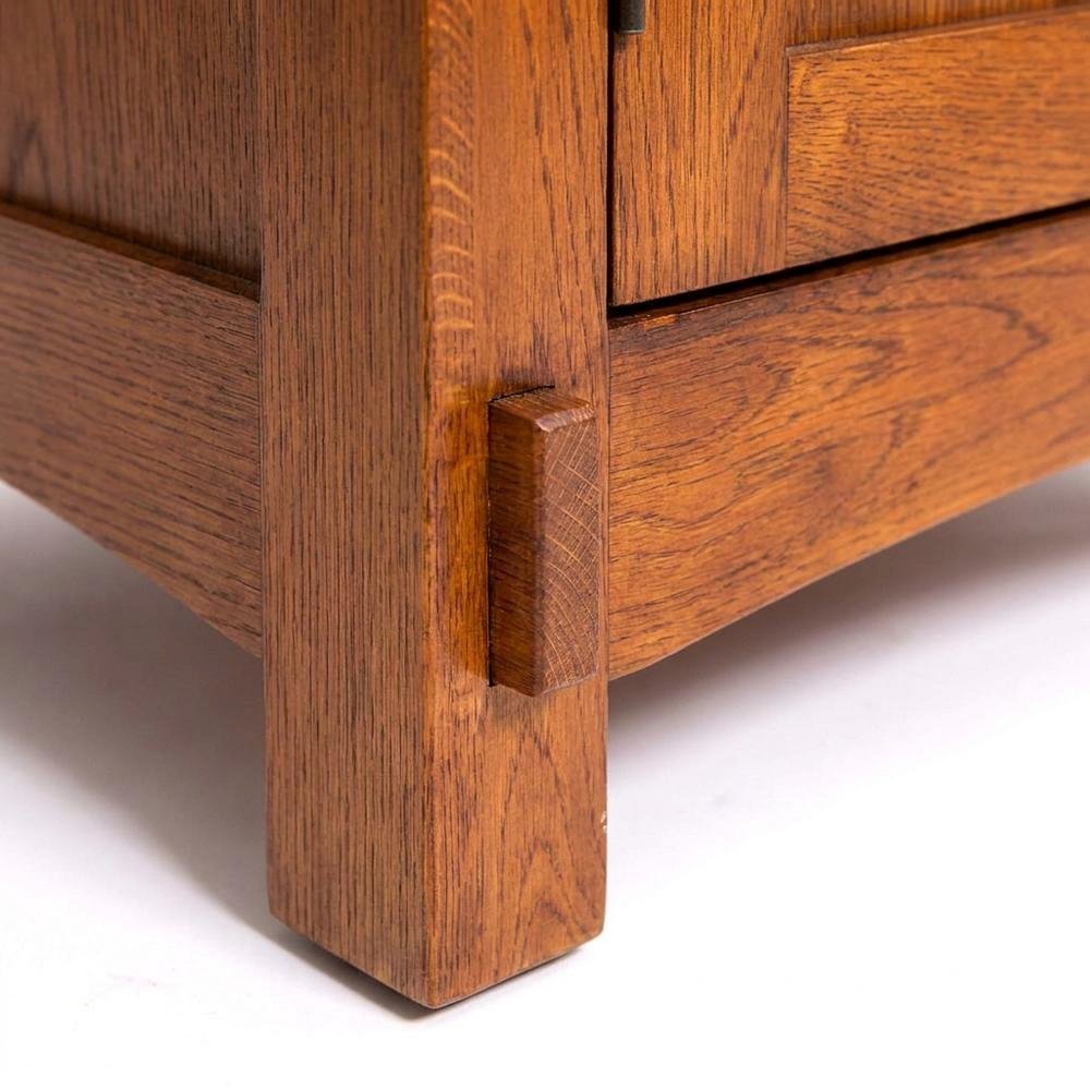 Solid Wood Mission Style Bedside Table with Door and Drawer, Michael's Cherry