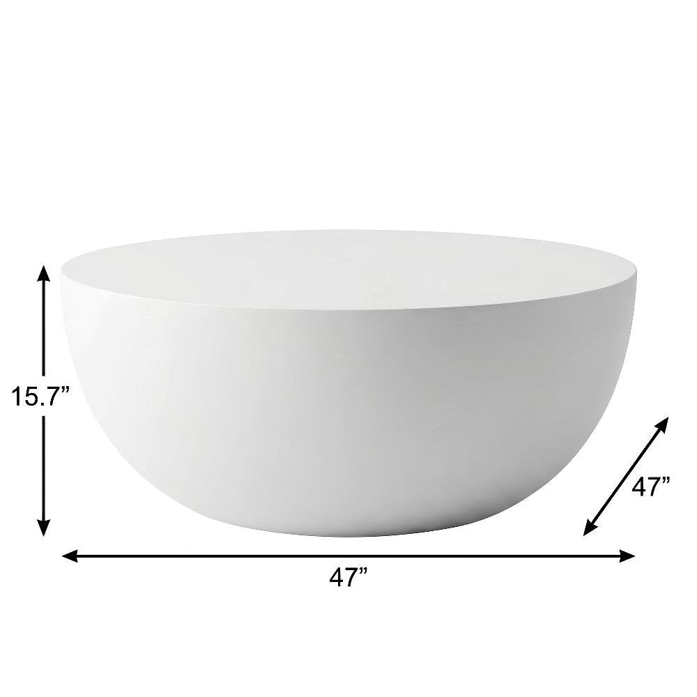 White Concrete Round Coffee Table with Modern Design and Solid Construction