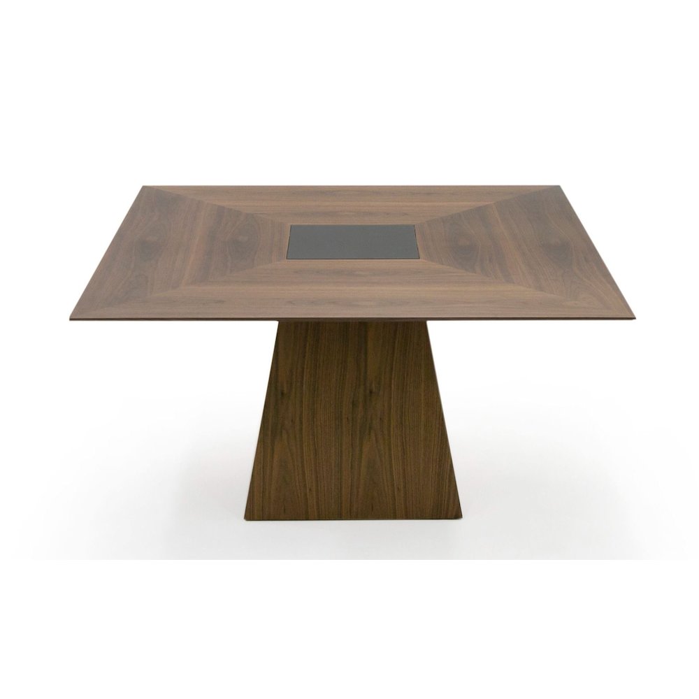 Modrest Cora- Modern Walnut and Black Tempered Glass Dining Table