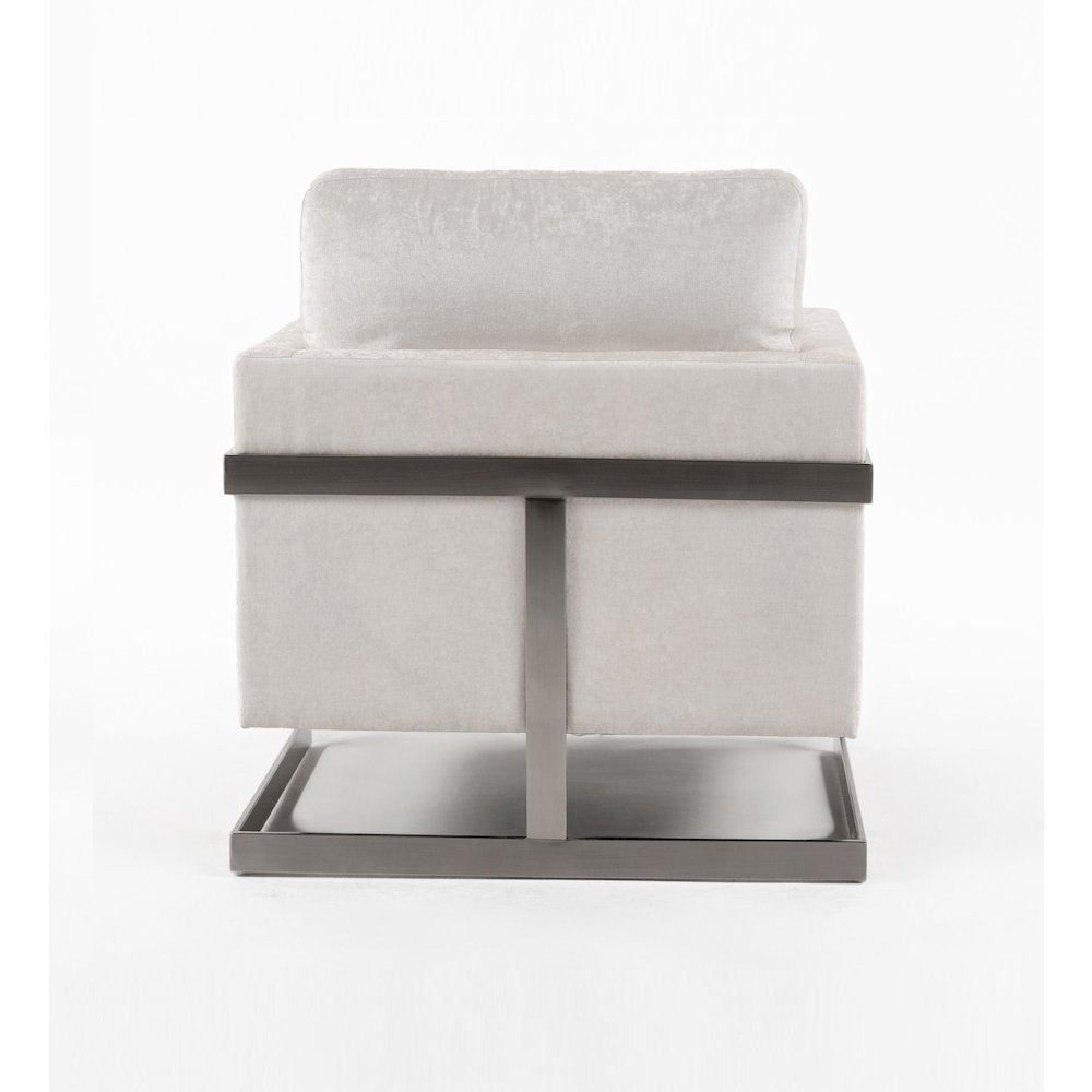 Modrest Prince - Contemporary Off White Fabric and Silver Accent Chair