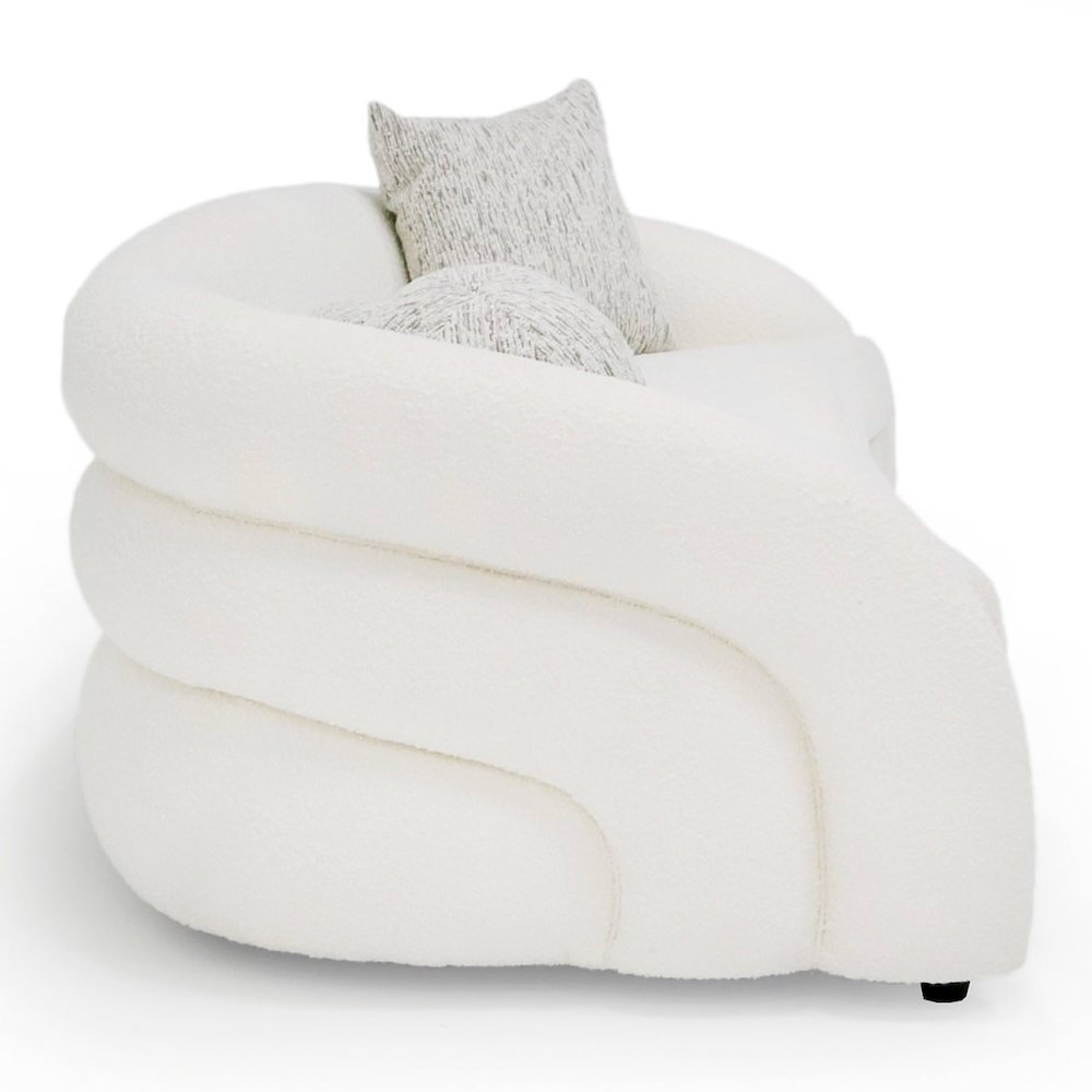 Joshua Modern 4-Seater Curved White and Taupe Fabric Sofa
