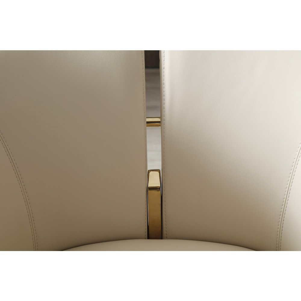 Modrest Renfew - Modern Beige Vegan Leather + Champagne Gold Dining Chair