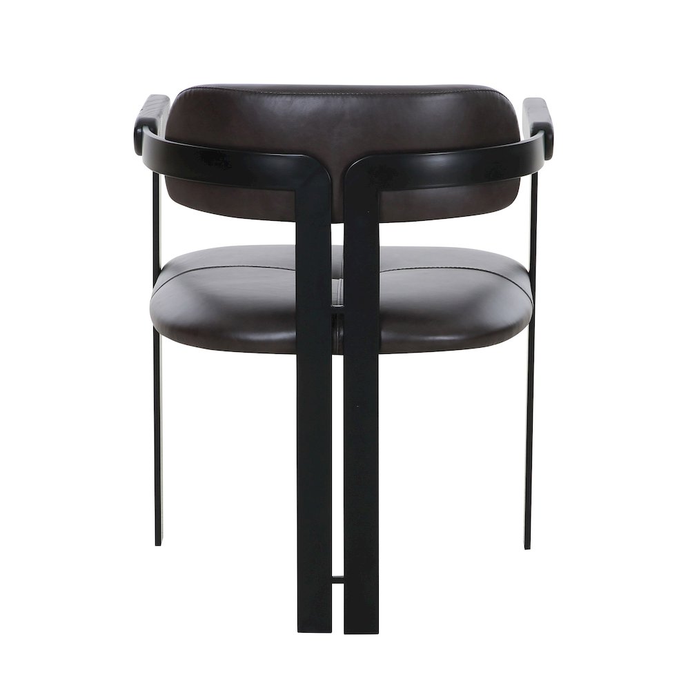 Modrst Aneta - Modern Dark Brown Leather + Black Dining Chair