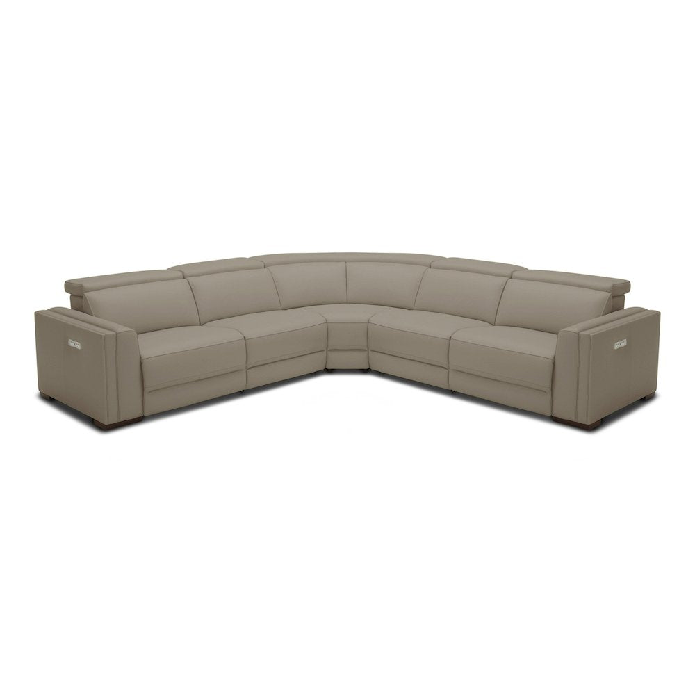 Modrest Frazier - Modern Tan Leather Sectional Sofa with 3 Recliners
