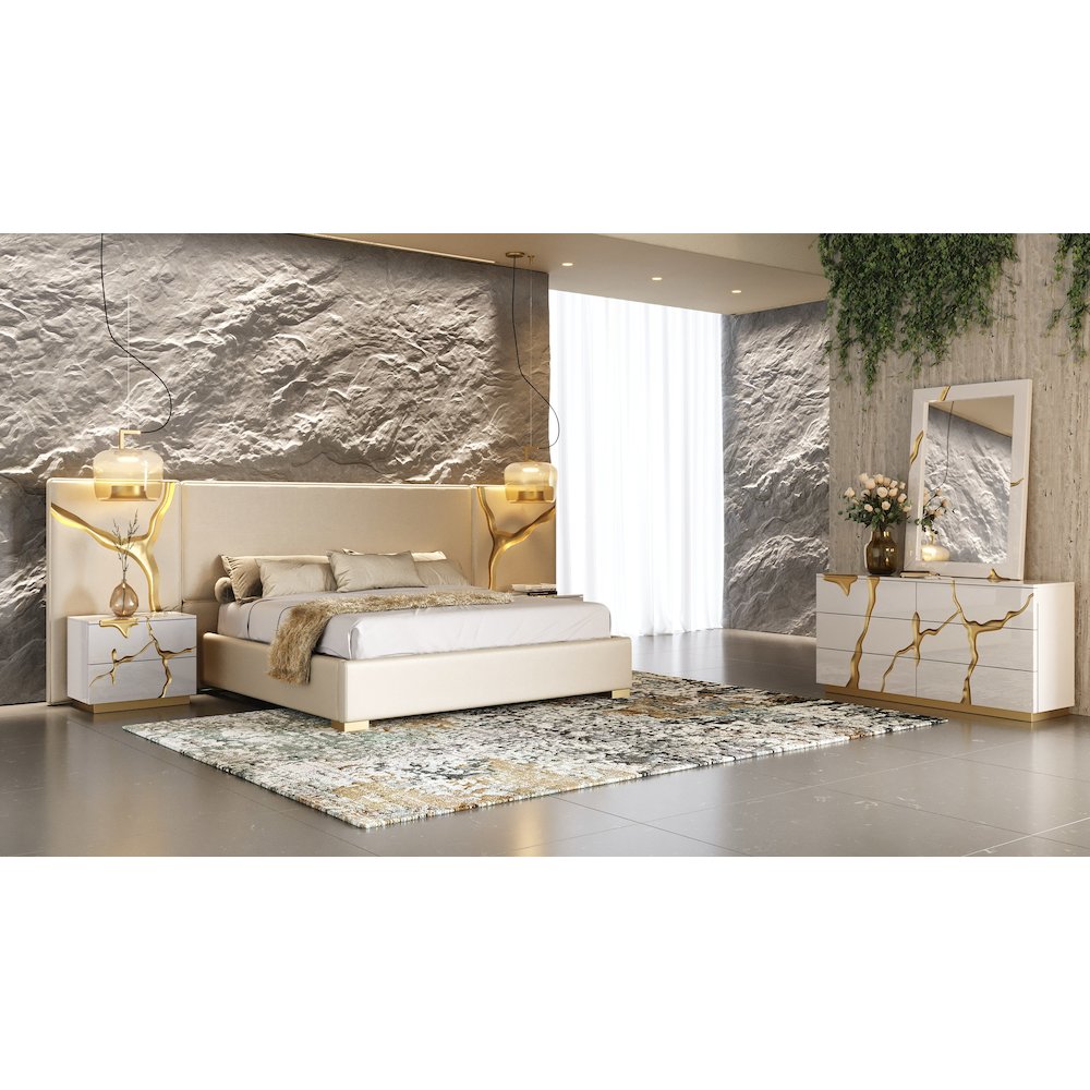 Modrest Aspen Modern Wide White and Gold Dresser