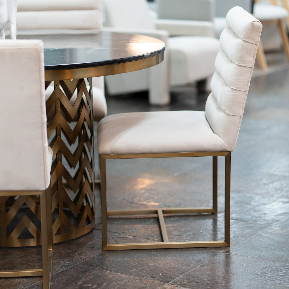 Modrest Barker - Modern Beige & Brush Gold Dining Chair (Set of 2)